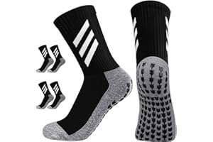 KTUEOV Grip Socks Football, 2 Pairs Anti Slip Football Sport Socks Breathable Sports Grip Socks with Rubber Pads, Non Slip Soccer Socks Men Women Anti Blister Grip Socks for Basketball Rugby Running