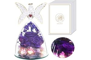 REWJURY Vera Rosa Eterna in Angel Regalo Mamma, Donna Regalo Compleanno, Conservato Rosa Stabilizzata Fiore Cupola Angel, San Valentino Anniversario Regalo Compleanno per Mamma Moglie Madre Fidanzata Nonna