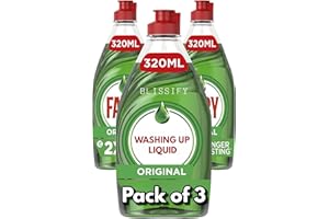 Blissify - Faairrry Original Washing Up Liquid - 320ml Bottles - Pack of 3 - Concentrated Dishwashing Detergent with 2X Longer Lasting Formula - Fresh Scent