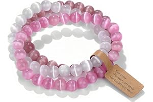 SAIBANGZI Bracelet pierre naturelle veritable, 8mm bracelet couple porte bonheur et chance, bracelet pierre confiance en soi femme homme