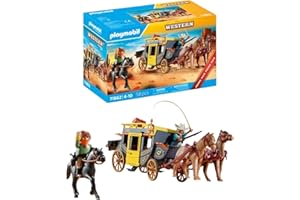 PLAYMOBIL | Promo Pack | Asalto a la diligencia | Juguete para Mayores de 4 años | Regalo Ideal para niños | Aventura del Oeste con Figuras y Caballos | 71862