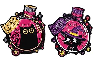 LGUAQUANX 2 Stück Niedlicher schwarzer Katzen Anstecker Pin, Tier Dekoratives Abzeichen Zubehör, böse schwarze Katze in Flasche, Emaille Brosche Abzeichen für Rucksack Tasche Jacke Modeschmuck