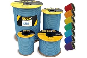 EdcX 4 mm Nylon Paracord 550 30 m (100 pies) - Tipo III, Cuerda 100% Nylon, Cuerda de 7 hebras, Cuerda de Nylon de 4 mm en Colores sólidos (Skylight, 30 m)