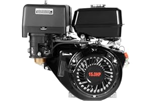 KUMUJ Motor de gasolina de 420 cc, 15 CV, 9 kW, motor de 4 tiempos, motor industrial, motor de gasolina de 1 cilindro, refrigerado por aire, alta calidad, con alarma de aceite (3600 r/min, diámetro de eje