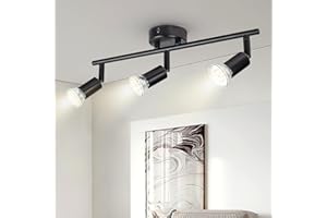 DOUGHELEC Dougelec Plafonnier Spot Plafond 3 Spots LED Orientable GU10 Éclairage de Plafond Plafonnier Luminaire Spot Applique Muraux Moderne Intérieur pour Cuisine Salon Chambre 230V, Noir Sans Ampoule