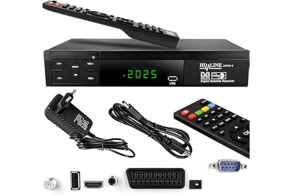 HD-Line 20700 HD Récepteur Satellite DVB-S2 HD pour récepteur Satellite numérique (DVB-S/S2, HDMI, SCART, 2 Ports USB 2.0, Full HD 1080p) (Préprogrammé pour Astra Hotbird et Türksat