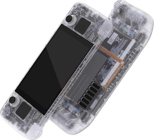 eXtremeRate Transparent Clear Custom Faceplate Back Plate Shell for Steam Deck LCD, Handheld Console Replacement Housing Case, DIY Full Set Shell Buttons for Steam Deck - Console NOT Included - 1