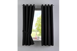 Gardinenbox Vorhänge Blickdicht »Newyork« Schwarz HxB 160x140 cm 2er-Pack Thermo-Gardinen Verdunkelungsvorhang Blackout Ösen schalldämmend ÖKOTEX UV-Schutz Raffhalter, 201920600-2