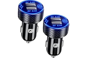 KEWIG Zigarettenanzünder USB Ladegerät, Dual USB Port Schneller USB Adapter Auto, 5V/4.8A Auto Ladegerät Kompatibel mit Blauer LED & Touch-Schalter Passend für Phone 13/12/11 Pro, Galaxy S21 (Black)