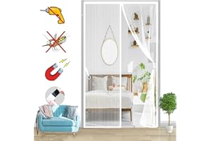 HRSMTY Mosquitera Puerta Magnetica, Adsorción Magnética Anti Mosquito Insecto Mosquitera Plegable, Corredera Cortina Magnética, para Puertas de Sala Balcón-White-A|| 175x215cm(68x84inch)