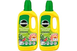 ZUKBEN Miracle Gro Plant Food Fertiliser - Pack of 2 x 1L Pour & Feed All Purpose Plant Feed Ready to Use Liquids with Card. Child & Pet Friendly Garden Fertilizer for Outdoor & Indoor House Plants