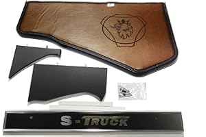 ‎KRAM-TRUCK KRAM-TRUCK Armaturenbrett-Ablage, Glatte, bestickte Abdeckung, LKW-Cockpit, TV-Rack, kompatibel mit Scania S/R ab 2017, 10 mm Schaumstoff, Kunstleder, beständig, Hellbraun