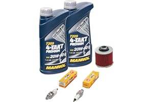 MVH BOCKAUF Kit d'entretien huile 2L + filtre à huile + bougies d'allumage pour Yamaha XVS 125 XVS125 VE01 année de construction 2000-2004