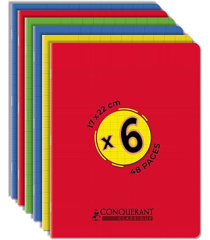 Oxford Office – Lot De 20 Cahiers Conquérant 17 X 22 Cm – 32 Pages – Papier 90 G – Lignage Seyès 4 Mm – Apprentissage De L’écriture