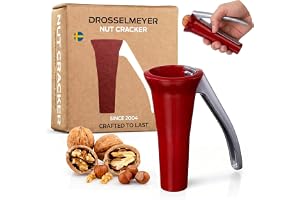 Drosselmeyer Nötknäckare, nötknäppare, passar alla nötter, minimal ansträngning för att knäcka hårda skal, inga skal som flyger & inga fingrar blir klämda, svensk design