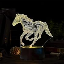 Luce notturna a forma di cavallo, lampada illusione 3D con 7 colori che cambiano e controllo touch, decorazione a forma di cavallo per la camera di