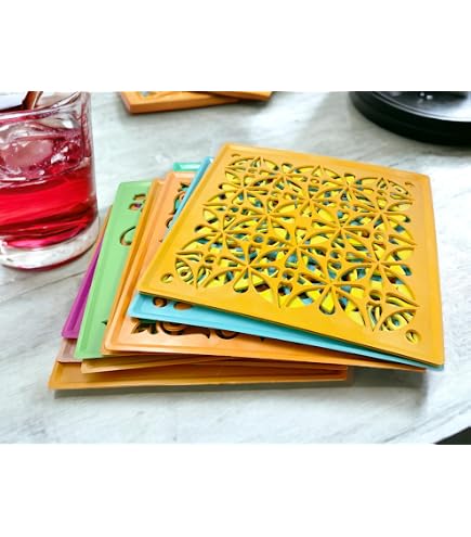 KNIT KING Plastic Rangoli Stencils Set Of 12 For Floor & Wall - DIY Indian Festival Decoration Templates