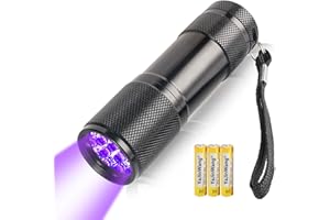 AUXHCYL UV Torch Light,9 LED 395nm Ultraviolet Flashlight Torch, Black Light Detector for Pet Urine on Floors/Carpets,3 AAA Batteries Included
