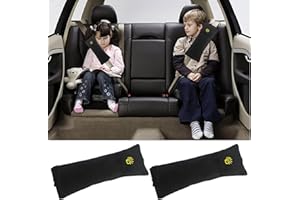 Furforstk protector cinturon coche niños 2 piezas almohadilla cinturon coche negro protector cinturon coche acolchado grueso funda cinturon coche, evita que el cinturón de seguridad corte el cuello