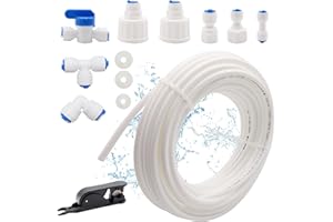 Abnaok Cable de entrada de agua universal de 15 m, conector de manguera con cortador, para frigorífico, lado de la nevera y filtro de agua de 1/4"