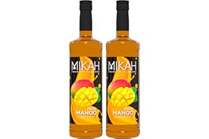 Mikah - Premium Flavors - Mango x2 | Sciroppo Per Drink e Dessert | Uso Professionale | 2 Bottiglie da 1 Litro (2x1000ml)