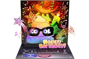 FITMITE Birthday Card | Musical Pop Up Birthday Cards w Lights | Blow Out Candle and Play Rocking Happy Birthday Music Pop-Up Card | Cool Greeting Card for the Coolest | for Him & Her, Men & Women