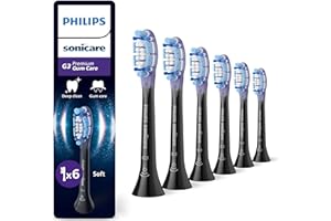 Philips Sonicare G3 Premium Gum Care, cabezales de cepillo dental de repuesto originales, negro, paquete de 6, HX9056/88