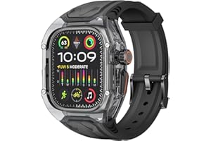 Delidigi Rugged Durchsichtige Schutzhülle mit TPU Armband Kompatibel mit Apple Watch Ultra 3/2/1 49mm Ersatzarmband für Männer Frauen Schwarz