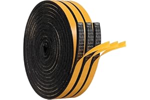 AIDEGER Taśma uszczelniająca do drzwi, okien, samoprzylepna taśma piankowa, uszczelka do okien, gumowa uszczelka do kolizji, izolacja akustyczna (6 x 3 mm x 18 m, czarno-żółta)