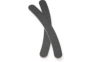 Manicare 2 Pack Curved Nail Files, Boomerang Shape For Ease of Use, Black Emery Boards, Natural And Artificial Nails, Double Sided Medium Grit, For At Home DIY Salon Professional Manicure Or Pedicure