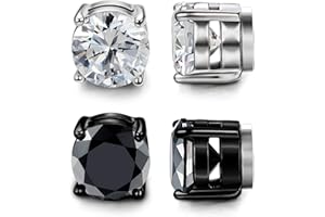 YADOCA 2-8 par magnetycznych kolczyków ze stali nierdzewnej dla mężczyzn i kobiet, bez piercingu, cyrkonii sześciennej, męskie klipsy