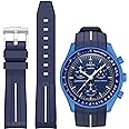 BONACE Strap for Omega x Swatch MoonSwatch Watch 20mm,Soft Rubber Omega X Swatch Moonswatch Speedmaster Replacement Strap,Curved No Gap Moonswatch Swatch strap for Men Women