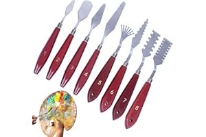 CINY Painting Knife Set, Stainless Steel Palette Knife Oil Painting Mixing Scraper, Painting Art Spatula with Wood Handle, Oil Painting Shovel, Painting Knife Tools for Paint Art Color Mixing (8pcs)