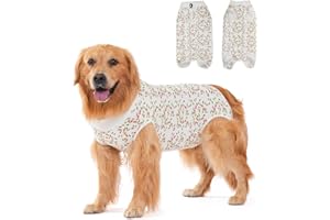 DoggieKit Traje de Recuperación de Perros para Hombre, Body Perro Post Cirugía Traje Recuperación para Perros,Después Castración Protector Heridas Abdominales para Perro (Blanco-Cereza, XX-Large)
