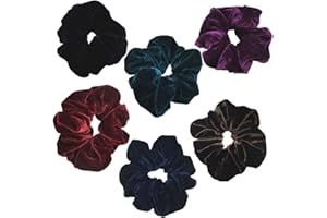 PIDOUDOU 6 Pack Mix Color Large Velvet Scrunchies for Auldt Women Large Elastic Hair Ties Ropes