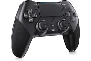 Holilo Wireless Controller für PS-4, Gamepad Controller kompatibel mit PS-4/Pro/Slim mit Programmierbare Tasten, 6-Achsen Gyro Sensor, Dual Vibration, Touchpane, Turbo-Schwarz