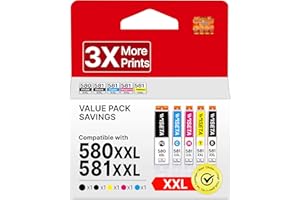 WISETA Full Size Appliance Powerful System Fridge Glass Door for Soda PGI-580XXL Beer Printer Cartridges Wine Freestanding Beverage Fridge Compatible for Home Office Bar (PGBK/C/M/Y/BK, Pack of 5)