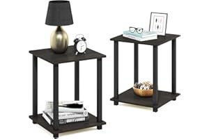 Furinno Simplistic stolik końcowy, stolik pomocniczy, stolik nocny, espresso/czarny, 40 x 40 cm (2-pak)