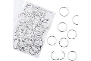 AKONEGE 50Pcs Binder Rings 19mm/0.75 Inch Small Metal Book Rings, Binding Rings for Index Cards Flash Cards, Keyrings Paper Ring Binder Clips for School, Office, Home
