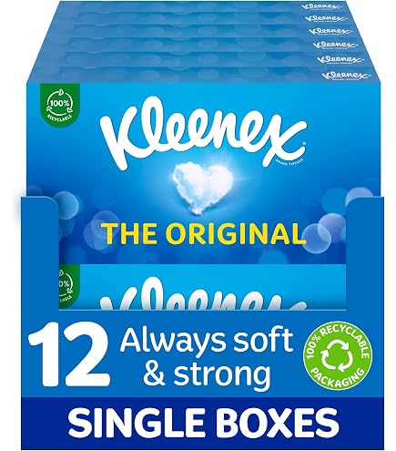 Kleenex Fazzoletti Originali - 1 Scatola Da 64 Pezzi - Morbidi E Resistenti, 100% Fibre Sostenibili