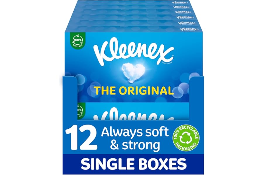 Kleenex Original Tissues - 12 Boxes (768 Tissues Total)