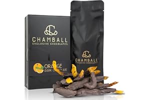 CHAMBALL EXCLUSIVE CHOCOLATES Caja Chamball Orange. Chocolate artesanal, esta combinación de chocolate negro con naranja confitada, es un verdadero placer para el paladar de los más exigentes.