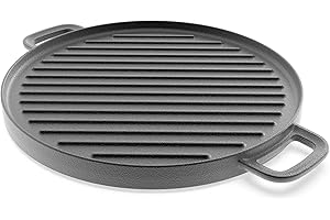 Tescoma 617016 Bistecchiera liscia e rigata in ghisa ad alta conducibilità termica, ø 30 cm, linea MASSIVE