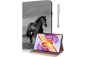 TUOLISG Hülle für Lenovo Tab M9-9 Zoll (TB-310FU) 2023,Ultra Dünn PU Leder Stand Folio Cover Multi-Winkel,mit Stylus Stift,Schutzhülle für Lenovo Tab M9 -Schwarzes Pferd
