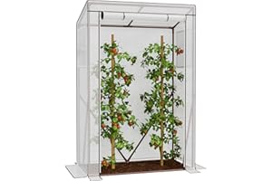 Amopatio Tomatengewächshaus, Gartengewächshaus mit verstärkter PE-Abdeckung/Stahlrahmen/Rolltor, Außengewächshaus, gewächshaus klein für Garten, Balkon, Terrasse, 100 x 50 x 150 cm