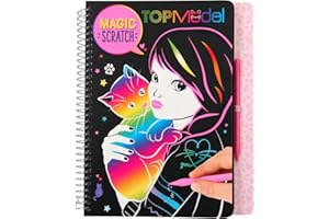 Depesche 10795 Magic Scratch TopModel Kitty, Libro para Colorear, Aprox. 18,5 x 22 x 2 cm, Multicolor