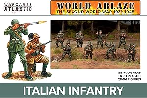 Wargames Atlantic World Ablaze - La Segunda Guerra Mundial 1939-1945: Infantería italiana (32 figuras de plástico duro de 28 mm de varias partes)…