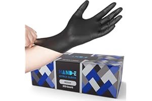 Hand-E Touch Black Nitrile Medical Gloves Disposable [Extra Thick 5 Mil] Medium - 100 Count - Surgical Gloves Latex Free, Powder Free Medical Exam Gloves