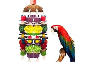 MQUPIN Jouet à mâcher pour perroquets pour Oiseaux,22 inch Grand Jouet pour Perroquet en Bois Naturel, Jouet à mâcher pour Oiseaux, Jouet à Mordre pour Grands perroquets, perroquets Gris d'Afrique