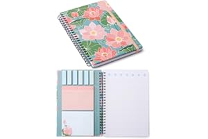 KIFZM A5 Sticky Notebook,9 Pads of Decorated Sticky Notes and a Handy Notebook,Self-Stick Note Pads Teacher Appreciation Gift Writing Memo Pads School Office Supplies and Daily Life Organization (A5-Lotus)